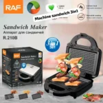 Appareil à sandwichs 3 en 1 RAF R.210B - Gaufrier, Croque-monsieur et Grill - Plaques antiadhésives interchangeables - 1200W - Chauffage uniforme - Design compact