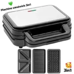 Appareil à sandwichs 3 en 1 RAF R.210B - Gaufrier, Croque-monsieur et Grill - Plaques antiadhésives interchangeables - 1200W - Chauffage uniforme - Design compact – Image 2