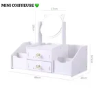 Mini Coiffeuse de Bureau avec Miroir et Tiroirs - Organisateur de Maquillage et Bijoux - Design Chat Adorable - Blanc – Image 2