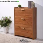 Meuble à Chaussures Design en Bois - 3 ou 4 Niveaux - Gain de Place, Rangement Optimal - Finition Teck, Poignées Massives - Largeur 50-100 cm
