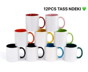 Lot de 12 Tasses en Céramique Colorées - 15oz - Idéal pour Sublimation, Cadeaux Personnalisés - Couleurs Assorties