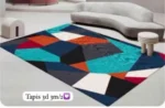 Tapis 3D Design Géométrique Moderne - Effet Relief, Couleurs Vives - 3m x 2m - Idéal Salon, Chambre, Bureau