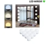 Miroir de Maquillage LED Style Hollywood - 14 Ampoules Réglables - 3 Modes d'Éclairage - Miroir de Coiffeuse Professionnel – Image 2
