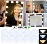 Miroir de Maquillage LED Style Hollywood - 14 Ampoules Réglables - 3 Modes d'Éclairage - Miroir de Coiffeuse Professionnel – Image 4