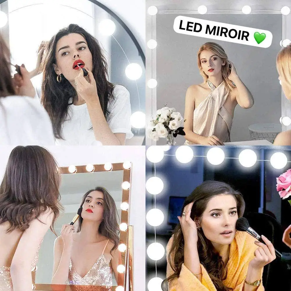 IMG-20250322-WA0028 Miroir de Maquillage LED Style Hollywood - 14 Ampoules Réglables - 3 Modes d'Éclairage - Miroir de Coiffeuse Professionnel – Image 1