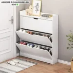 Meuble à Chaussures Design en Bois - 3 ou 4 Niveaux - Gain de Place, Rangement Optimal - Finition Teck, Poignées Massives - Largeur 50-100 cm – Image 2