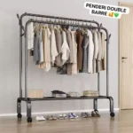 Portant à Vêtements Double Penderie Réglable avec Étagères à Chaussures - Rangement Optimal, Gain de Place – Image 3