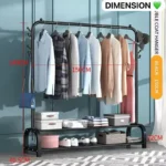 Portant à Vêtements Double Penderie Réglable avec Étagères à Chaussures - Rangement Optimal, Gain de Place – Image 5