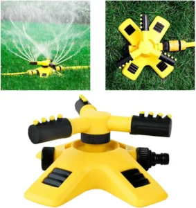 Arroseur de Pelouse Rotatif Automatique à 360 Degrés - Irrigation Efficace et Uniforme pour Jardin, Pelouse et Fleurs avec 3 Bras et Buses Réglables