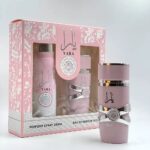 Coffret Cadeau Yara Lattafa, Eau de Parfum Gourmande et Fruitée (100ml) et Déodorant Parfumant Assorti (200ml) pour Femme