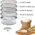 Ensemble de Tamis de Cuisine 4-en-1 en Acier Inoxydable – Sieve Interchangeable pour Farine, Grains et Épices