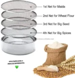 Ensemble de Tamis de Cuisine 4-en-1 en Acier Inoxydable – Sieve Interchangeable pour Farine, Grains et Épices
