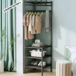 Portant Vêtements et Étagère 2-en-1 en Fer – Solution de Rangement Optimale pour Chambre & Entrée