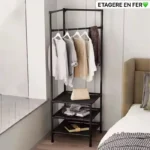 Portant Vêtements et Étagère 2-en-1 en Fer – Solution de Rangement Optimale pour Chambre & Entrée – Image 2