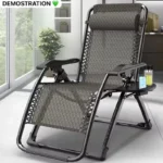 Fauteuil Zéro Gravité Pliable avec Plateau Latéral – Confort Ultime pour Intérieur & Extérieur