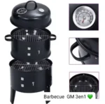 Fumoir à charbon portable 3 en 1 - 81,3 cm - Fumoir vertical d'extérieur avec thermomètre intégré et crochets - Grilles à charbon avec fumoir à viande - Pour la cuisine en plein air – Image 3