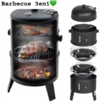 Fumoir à charbon portable 3 en 1 - 81,3 cm - Fumoir vertical d'extérieur avec thermomètre intégré et crochets - Grilles à charbon avec fumoir à viande - Pour la cuisine en plein air – Image 2