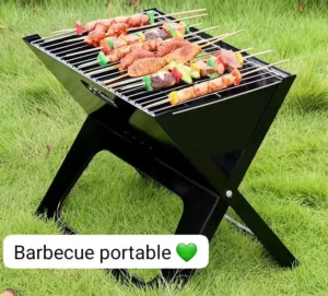 Barbecue Portable Pliable Compact en Acier Noir – Idéal Camping, Pique-nique et Jardin