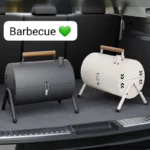 Mini Barbecue Portable Cylindrique en Acier avec Poignée Bois – Design & Compact – Image 2