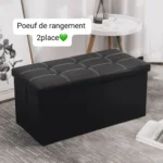 Pouffe de Rangement Pliable 2 Places en Similicuir Capitonnage Élégant – Marron et Noir – Image 4