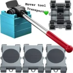 Kit de Déménagement de Meubles Facile – Levier et 4 Roulettes de Transport pour Objets Lourds