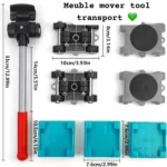 Kit de Déménagement de Meubles Facile – Levier et 4 Roulettes de Transport pour Objets Lourds – Image 2