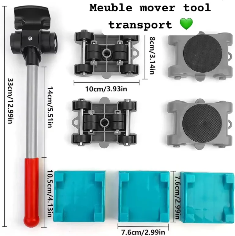 Kit de Déménagement de Meubles Facile – Levier et 4 Roulettes de Transport pour Objets Lourds – Image 2