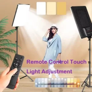 Kit d'Éclairage LED Professionnel pour Studio Photo et Vidéo - 2 Panneaux LED Réglables avec Trépieds, Télécommande et Diffuseurs de Couleur