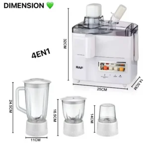 RAF 4-en-1 Robot Culinaire Multifonctionnel, Centrifugeuse, Mixeur, Hachoir et Moulin à Épices – Révolutionnez Votre Cuisine