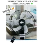 Ventilateur Mural Noir 18 Pouces "Style Lacoste" avec Télécommande – Gain de Place, Puissant et Silencieux pour une Fraîcheur Optimale – Image 2