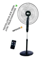 Ventilateur sur Pieds Noir 18 Pouces "Style Lacoste" avec Télécommande – Puissant, Silencieux et Design pour un Confort Optimal – Image 2
