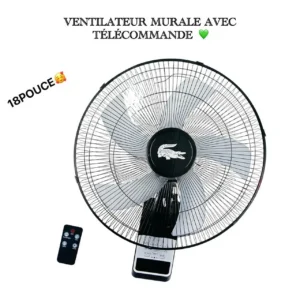 Ventilateur Mural Noir 18 Pouces "Style Lacoste" avec Télécommande – Gain de Place, Puissant et Silencieux pour une Fraîcheur Optimale