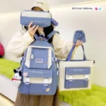 Lot de Sacs à Dos 5 Pièces Rose Pastel "Monday" - Style Kawaii Tendance pour Étudiants, Écoliers et Voyageurs – Image 3