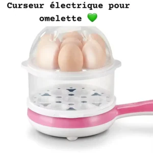 Mini Cuiseur Électrique Multifonction 2-en-1 – Poêle Antiadhésive pour Omelettes et Cuisant-Œufs Vapeur