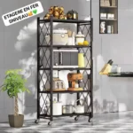 Étagère de Cuisine en Fer à 5 Niveaux avec Roulettes – Meuble de Rangement Multifonction pour Cuisine et Maison – Image 2