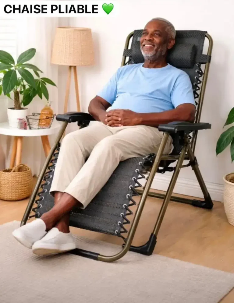 Chaise Pliante Relax Inclinable – Fauteuil Pliable Confort avec Repose-Tête pour Maison, Jardin et Terrasse