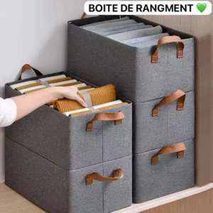 Boîte de Rangement Pliable en Tissu avec Poignées – Organisateur de Vêtements, Couvertures et Linge pour Armoire