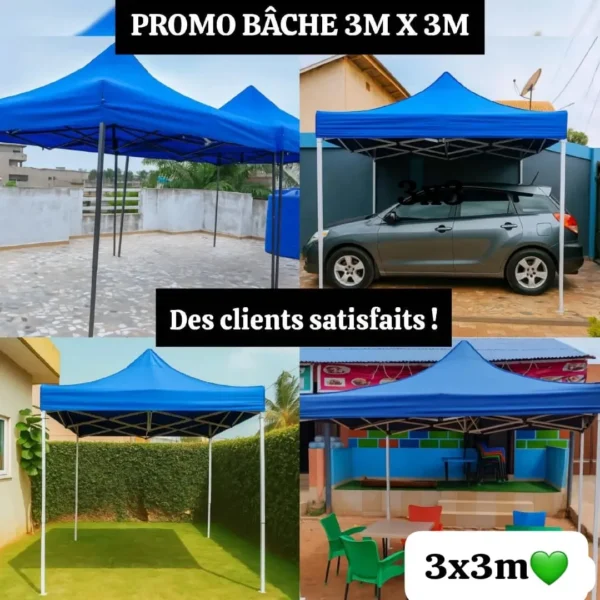 Tente Démontable Pliante 3x3m (Barnum / Tonnelle de Jardin) – Structure Métallique Robuste & Toile Impermeable pour Événements et Marchés – Image 5
