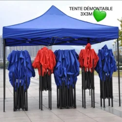 Tente Démontable Pliante 3x3m (Barnum / Tonnelle de Jardin) – Structure Métallique Robuste & Toile Impermeable pour Événements et Marchés