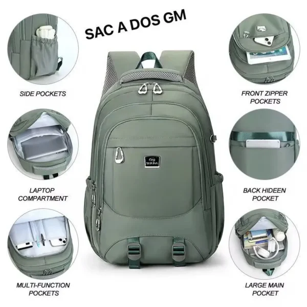 Sac à Dos Grand Modèle (GM) Multifonction – Compartiment PC Portable, Poches Antivol & Imperméable pour Voyage et Travail – Image 2